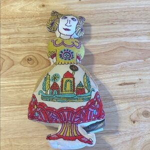 Land Of Nod Doll 10.5" Emboidered Sarajo Frieden Collection 100% Cotton Cloth
